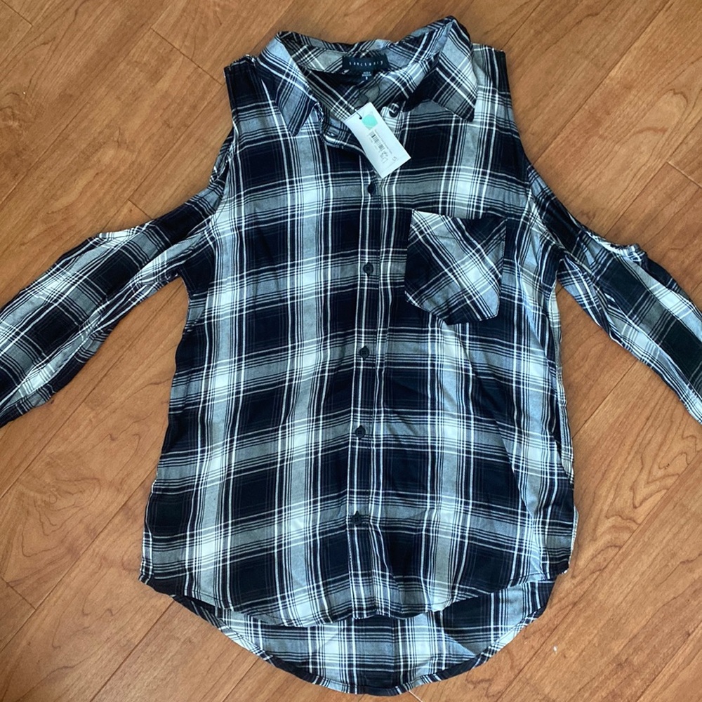 Black and white flannel button down